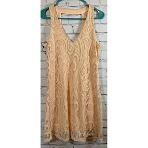 Charlotte Russe Lace Mini Dress Sleeveless V Neck Party Peach Size M‎